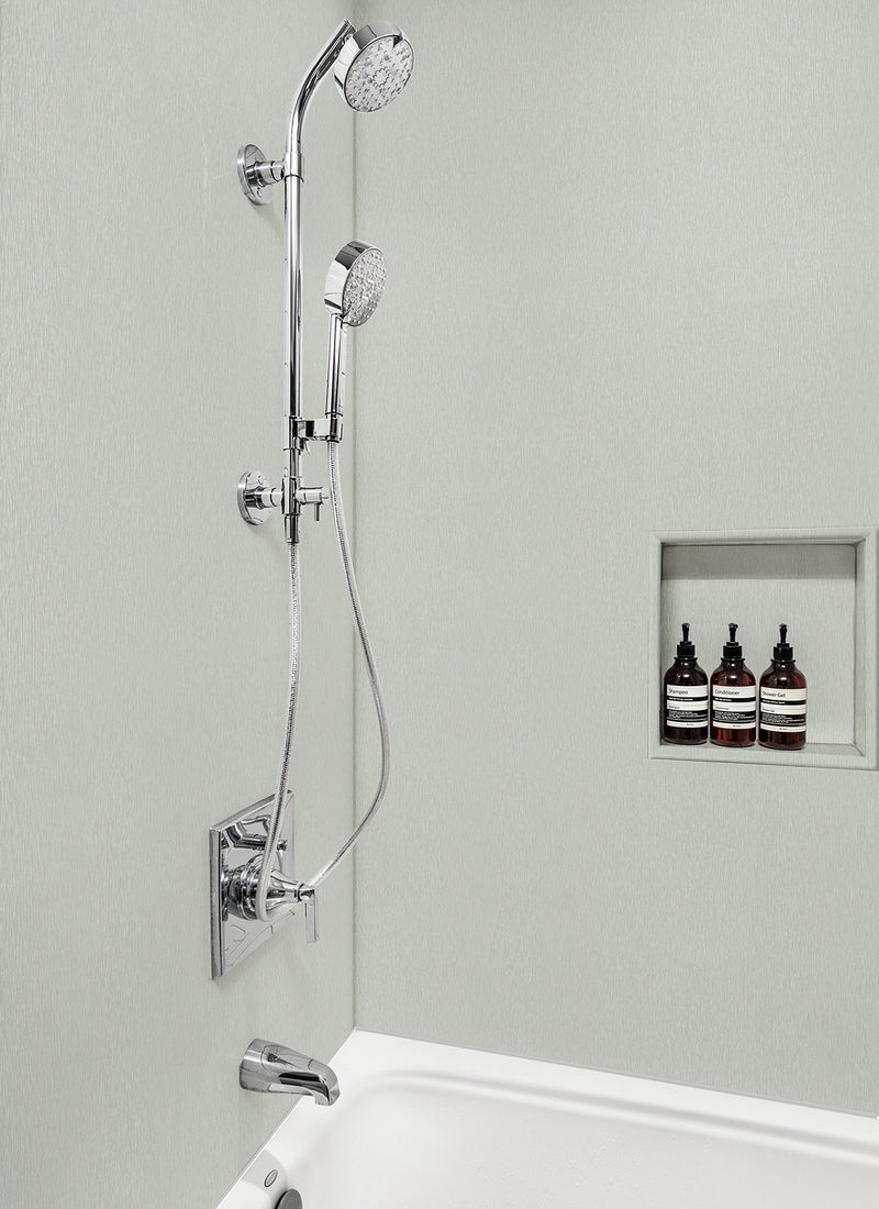 Zincworks Natural Laminex Aquapanel from Plyco used in a Melbourne shower DIY project without a white background