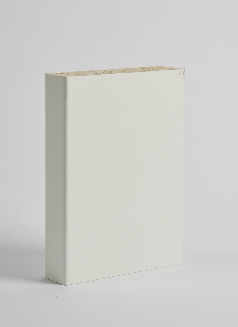 Face view of Plyco's new EGGER worktop/benchtop laminate in Premium White Laminate on a white background